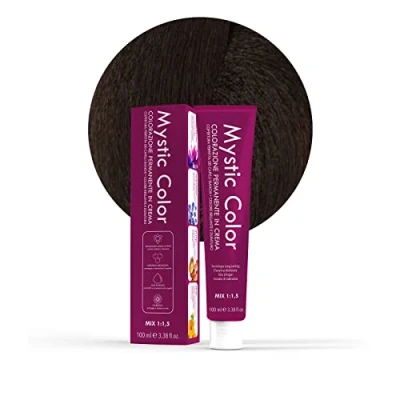 Image de Mystic Color, Coloration Cheveux, Formule Enrichie en Huile d&#039;Argan et Calendula, Crème Colorante Permanente Longue Durée, Brun Clair Froid 5.11, 100 ml