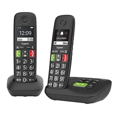 Image de Gigaset E290A Duo Téléphone analog/dect Identification de l&#039;appelant Noir [Version Allemande]