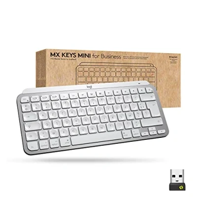 Image de Logitech MX Keys Mini for Business clavier Bureau RF sans fil + Bluetooth AZERTY Français Aluminium, Blanc Neuf