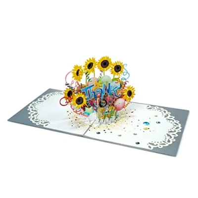 Image de paperdora® Carte Pop Up 3D „Merci“ avec Enveloppe et Cachet de Cire Vœux Cadeau Bon