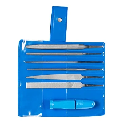 Image de PFERD Assortiment de limes à clé 265 A en étui plastique, 6 limes, 100 mm, 1 manche serrage rapide, 11702100 pour une large palette travaux limage filigranés et légers
