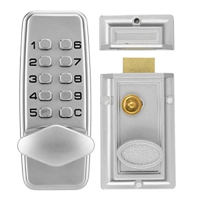 Image de serrure de porte mécanique à mot passe numérique, sécurité verrouillage code durable, armoire 2 4 chiffres, pour portes intérieures et extérieures.