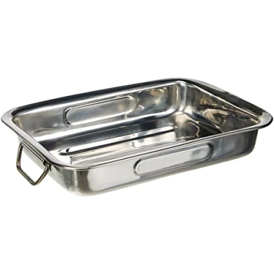 Image de Ibili 651425 Plat à rôtir en Inox avec anses pliantes métalliques 25x19x5,5 cm Clásica