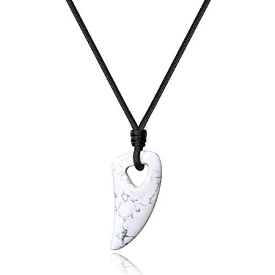Image de COAI Pendentif Dent de Loup Pierres Véritables Obsidienne Dorée Cordon Réglable Unisexe