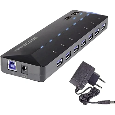Image de Hub USB 3.0 Renkforce 7+2 ports avec port de charge rapide, LEDs statut