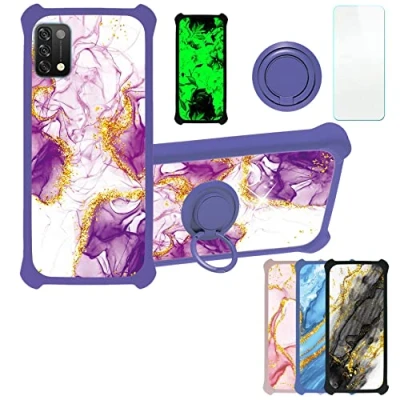 Image de Aroepurt Coque pour UMIDIGI A11 Compatible avec Étui [avec Trempé 9H Protection D&#039;écran] Case Support de Bague PC + Silicone JSZ ZDL