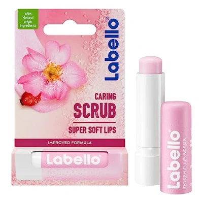 Image de LABELLO Stick lèvres gommage hydratant (1 x 5,5 ml), exfoliant aux particules de sucre, soin nourrissant à l&#039;huile d&#039;églantier &amp; la vitamine E