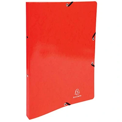 Image de Exacompta réf. 54895E 1 Classeur carte lustrée pelliculée avec élastiques 2 anneaux ronds diamètre 15 mm Dos 20 Dimensions extérieures : 32 x 25 cm Format à classer A4 Coloris rouge