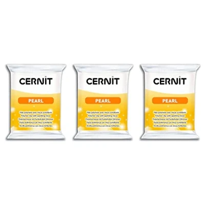 Image de CERNIT CE0860056085C Un Pain de Pâte Polymère PEARL à Modeler Cuire Couleur Blanc Nacré Bloc 56 g