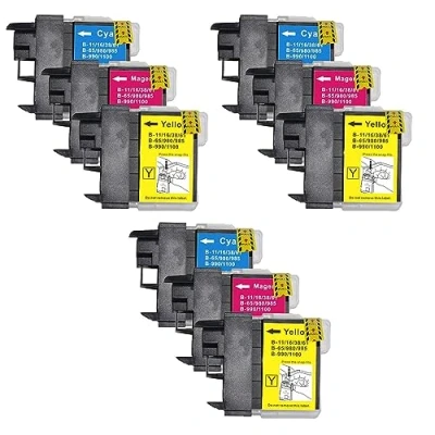 Image de Go Inks 3 Ensemble de C/M/Y Cartouches d&#039;encre à remplacer Brother LC980 &amp; LC1100 Compatible/Non OEM pour DCP et MFC Imprimantes (9 Encres)