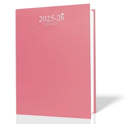Image de Agenda académique semainier 2024 2025 au format A4 avec couverture reliée sur deux pages (rouge)