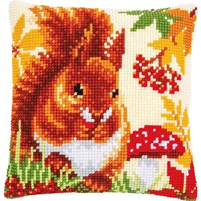 Image de Vervaco Kit Coussin au Point de Croix Ecureuil en Automne, écru, ca. 40 x cm