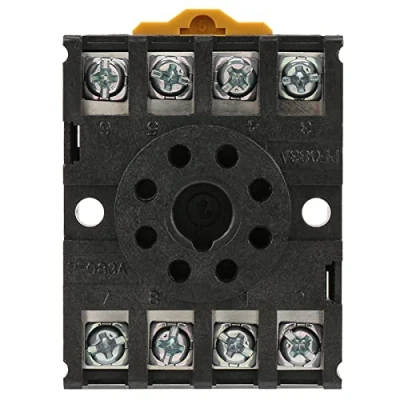 Image de Base de relais micro 8 broches rondes Bornes à vis Minuterie puissance Support montage sur rail PF083A pour temporisé MK2P AH3