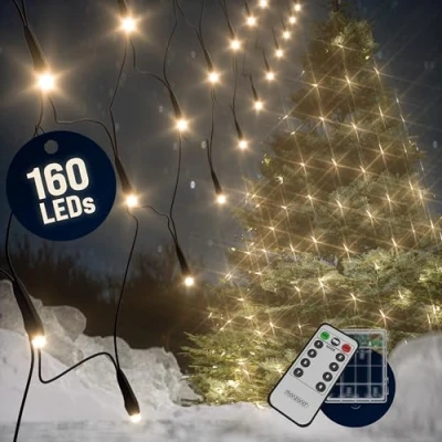 Image de Monzana Guirlande lumineuse 160 LEDs filet pour intérieur extérieur décoration de Noël illumination