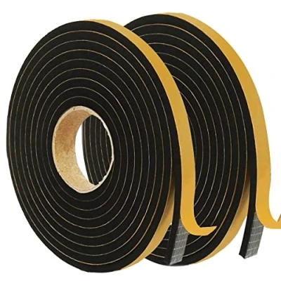 Image de 2 Rouleaux Joint Adhésif pour Porte Fenêtre,12 mm (l)*3 (H),Joint Isolation en Mousse Caoutchouc,Multi fonction,Calfeutrage,Coupe vent,Anti froid Antichoc,Protéger Poignée,5m/Rouleau(Noir)