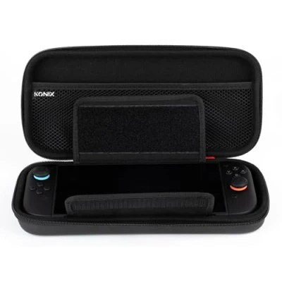 Image de Konix Housse de Protection et Transport Console Nintendo Switch, Switch OLED 2 Filet Rangement Accessoires 8 Compartiments Jeux Noir