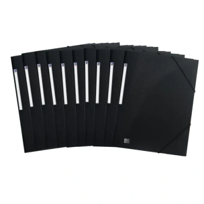 Image de Elba 400104347 Urban Lot de 10 chemises à rabats en plastique format A4 opaque noir avec 2 élastiques