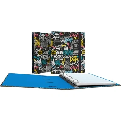 Image de Grafoplás Carpebook Wall Bits&amp;Bobs Classeur A5 avec anneaux découpés, recharge 90 feuilles quadrillées 5 x bord couleur, tranche incurvée ergonomique, 4 ronds 25 mm