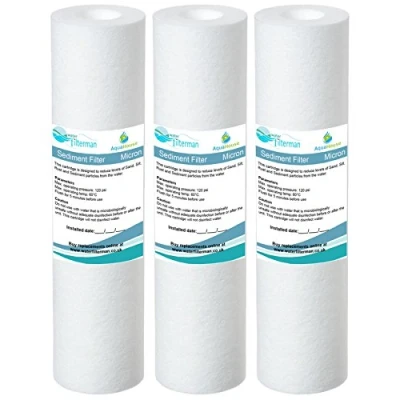 Image de 3x AquaHouse 10&quot; Cartouche filtrante d&#039;eau de sédiment pour l&#039;osmose d&#039;inversion, la poteau alimentée en eau et filtration Partictle, adapte aux logements standard filtre 10 &quot; 5 microns