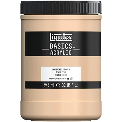 Image de Liquitex 8870371 Basics peinture acrylique, artistique monopigmentée, résistante à la lumière, qualité archive, finition satinée, pot de 946 ml Titane Ecru