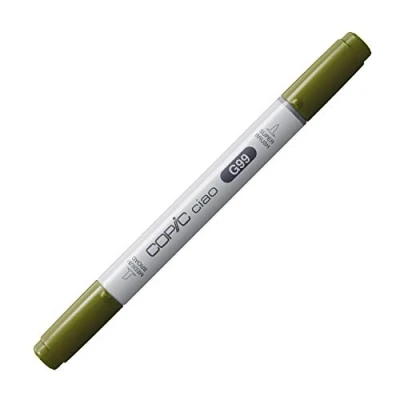 Image de COPIC Ciao G99, Olive, Twin Marker avec une pointe de largeur moyenne et « brush ».