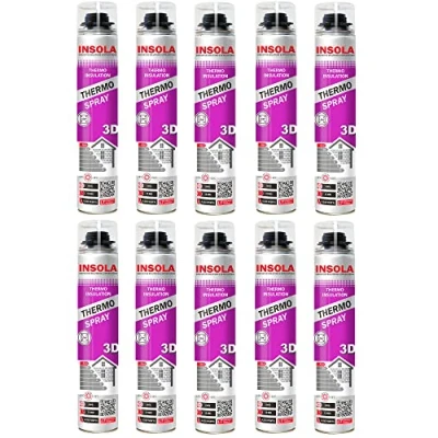Image de Mousse expansive polyuréthane Projetable par Pulvérisation ThermoSpray 3D INSOLA 850 ml Lot de 10