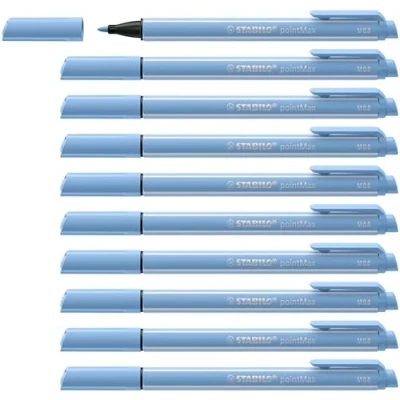 Image de Stylo feutre STABILO pointMax Bleu clair Lot de 10 stylos feutres pointe moyenne