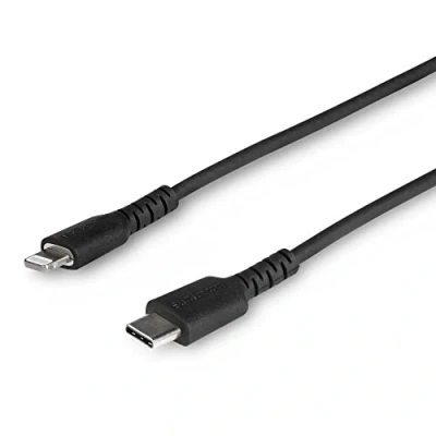 Image de StarTech.com Câble USB C vers Lightning Noir Robuste 1m de Charge/Synchronistation Type Fibre Aramide iPad/iPhone 12 Certifié Apple MFi Neuf