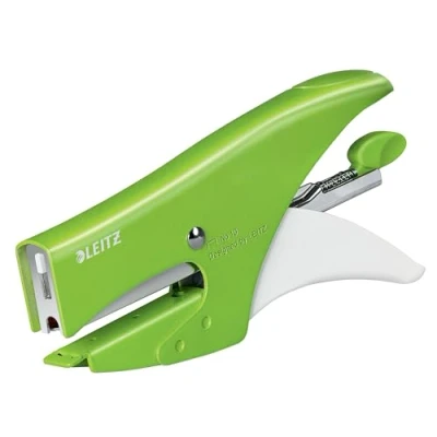 Image de Leitz Pince Agrafeuse, Capacité 15 Feuilles, Corps en Métal Ergonomique, Agrafes Incluses, WOW, Vert, 55311054