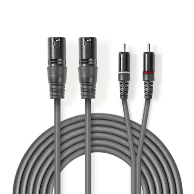 Image de Nedis COTH15210GY15 câble audio 1,5 m 2 x XLR (3 pin) RCA Gris Neuf