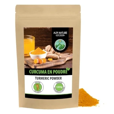 Image de Poudre de curcuma (1kg), 100% naturel, racine séchée et moulue doucement, sans additifs