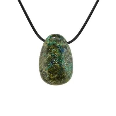 Image de PURAJA pendentif Pierre précieuse en véritable naturelle: Chrysocolle Chaîne cristal avec forme de goutte y compris un noble cordon guérison premium