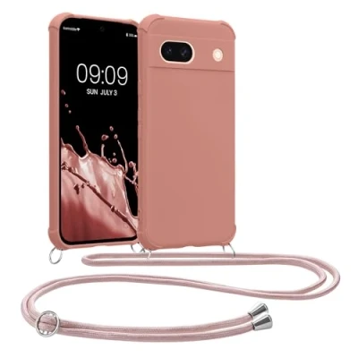 Image de kwmobile Coque Collier Compatible avec Google Pixel 8a Housse en Silicone Nacre