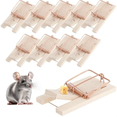 Image de com four® piège à Souris en Bois 10x Ressort pour Une Lutte antiparasitaire Efficace réutilisable avec Force d&#039;impact élevée (Piège 10 pièces)