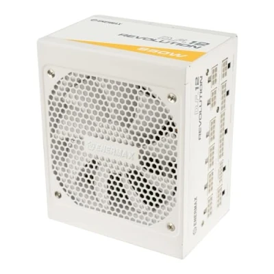 Image de ENERMAX Revolution D.F. 12 ATX3.1 PCI e 5.1 Bloc d&#039;alimentation ultracompact 850W 80Plus Gold Snow White (entièrement modulaire, 50% Semi fanless, 12V 2x6) ; ETV850G W, Blanc