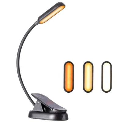 Image de LXSINO Lampe de lecture rechargeable,Ambre (1600 K) et blanc (6500 K), 3 températures couleur niveaux luminosité,Batterie 1000 mAh jusqu&#039;à 30 heures
