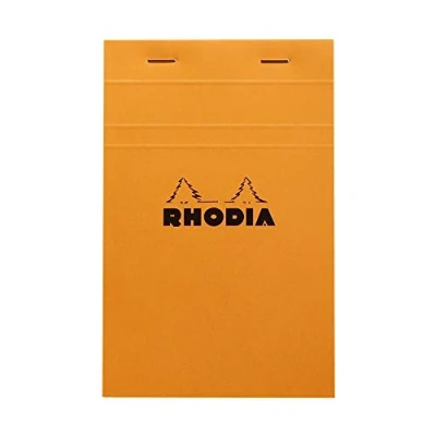 Image de RHODIA 14200C Bloc Notes Agrafé N14 Orange Petits Carreaux 11 x 17 cm 80 Feuillets Détachables Papier Clairefontaine Blanc g/m² Couverture en Carte Enduite Souple