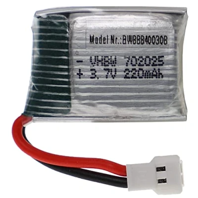 Image de vhbw Batterie Compatible avec XH 2.54 2P connecteur pour modéle RC par ex. Voiture de Course Avion (220mAh, 3,7V, Li polymère, 29 x 20 8 mm)