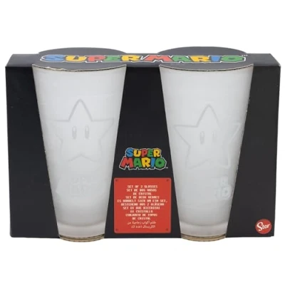 Image de Super Mario Lot de 2 verres à eau en verre 490 ml