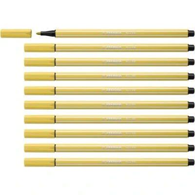 Image de Feutre dessin STABILO Pen 68 Lot x 10 feutres de coloriage pointe moyenne jaune moutarde