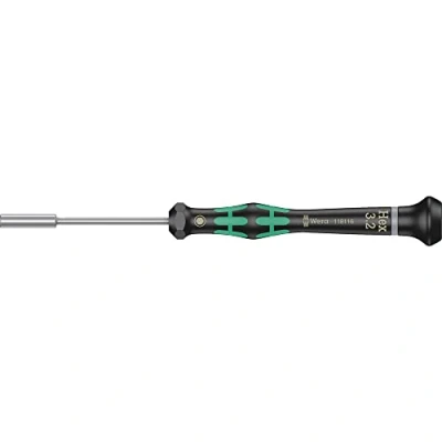 Image de Wera 05118116001 2069 Tournevis électronicien à douille, 3.2 x 60 mm, Noir/vert