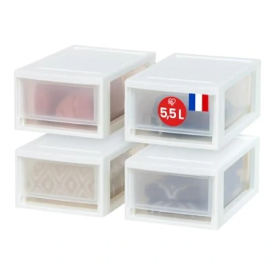 Image de Iris Ohyama, Tiroir de rangement, Tour rangement plastique bureau, Lot 4, MSD 1, Blanc