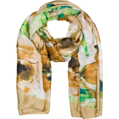 Image de styleBREAKER Écharpe pour femmes avec motif de fleurs colorées dans un style aquarelle, foulard léger et soyeux 01016238, couleur:Marron clair