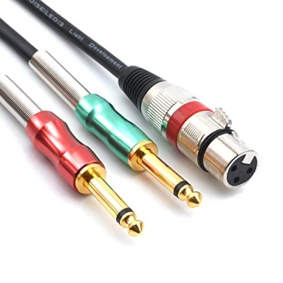 Image de SiYearXLR Femelle 3Pin à 6.35mm 1/4 pouce Mono Mâle Audio Splitter Câble Y, Double &quot;Mâle XLR Microphone Stéréo Convertisseur Adaptateur (1m)