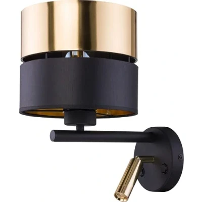 Image de TK Lighting Applique murale Hilton noir/or avec lampe de lecture LED