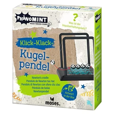 Image de moses. PhänoMINT Pendule à clic clac Jouet éducatif pour Enfants en Plastique et Acier Gadget avec Boules métal