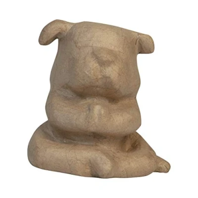 Image de Décopatch SA222C Un support en papier brun mâché 13,5x10,5x13,5 cm, Bulldog yoga