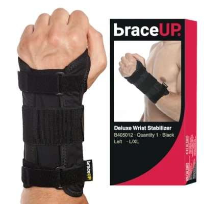 Image de BraceUP Attelle Poignet Droite et Gauche Bandage Poignet, Orthese Protege Tendinite Canal Carpien (L/XL, Gauche)