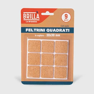 Image de La Briantina Lot de 9 Patins carrés en liège pour Meubles, Meubles et 3 x cm