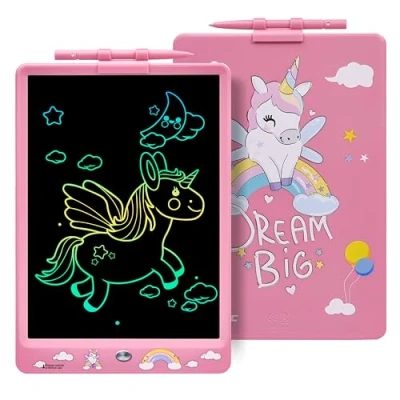 Image de DYNASONIC (DYNA PM Licorne) Tablette d&#039;écriture pour enfants 10 pouces, de dessin LCD Tableau blanc magnétique Jouet Dinosaure Cadeau 2 3 4 5 6 7 8 ans